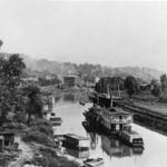 Swing bridge is open to allow boats to enter Galena from the river